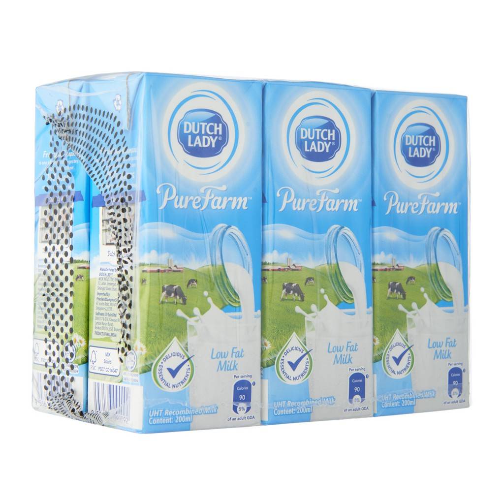 Dutch Lady UHT Milk Low Fat PF 200ML X 6